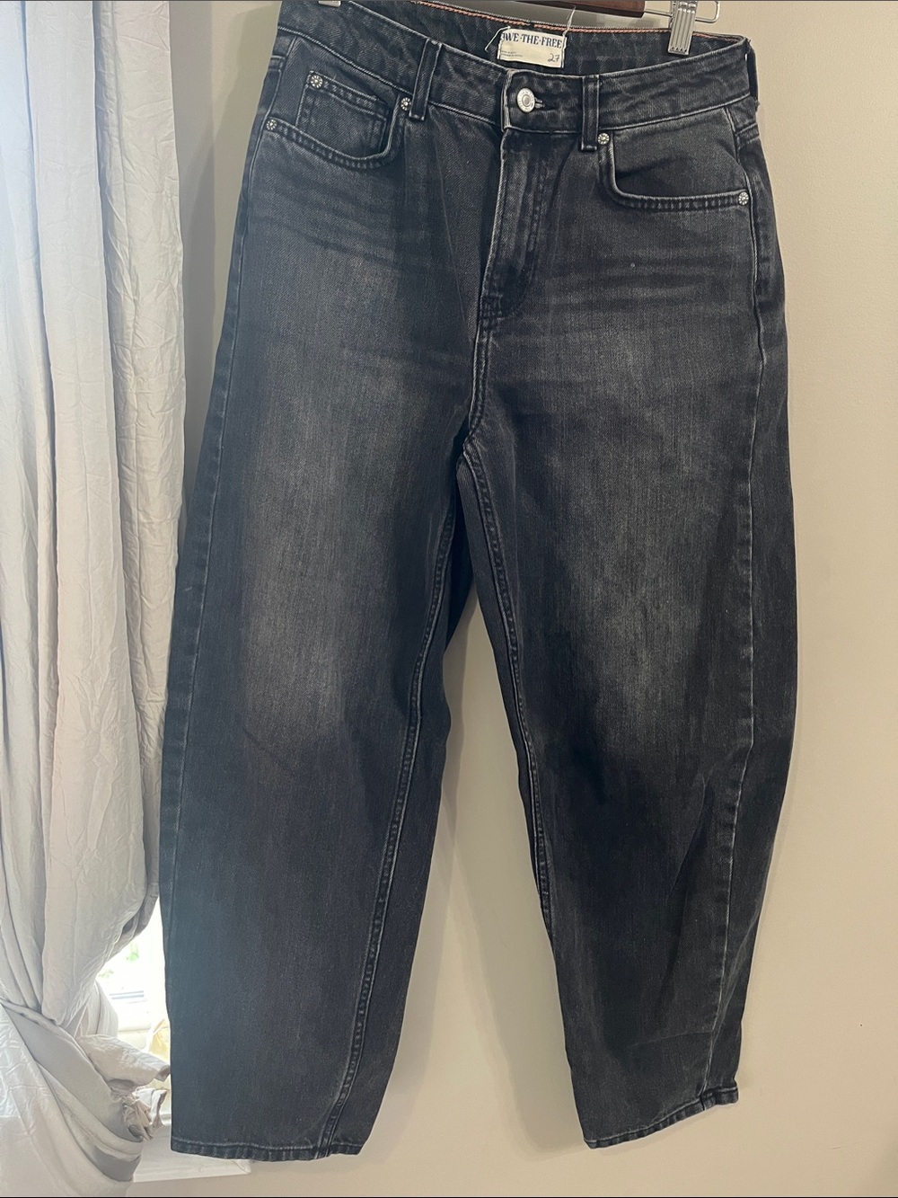 Free People Faded Black barrel Jeans